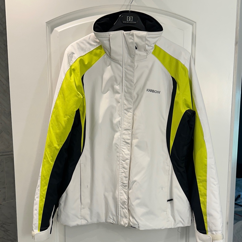 Karbon White and Yellow/Green Jacket. Size 10